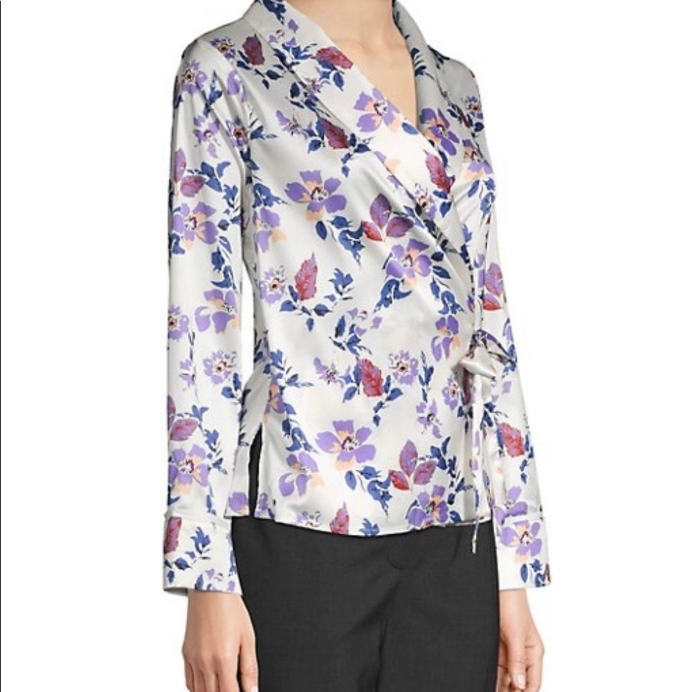Lea & Viola Floral pajama wrap top.